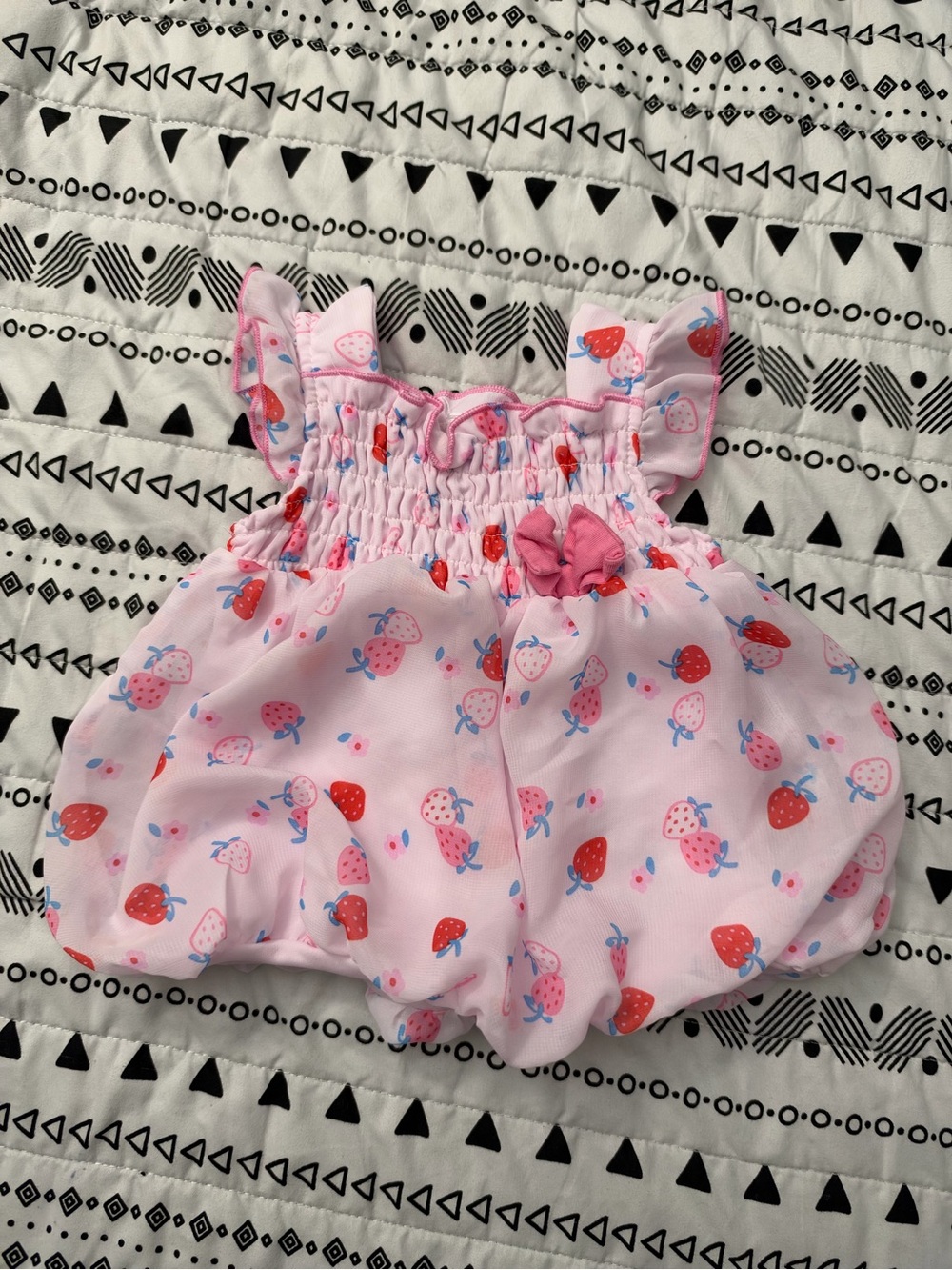 Pink Strawberry Baby Bubble Romper